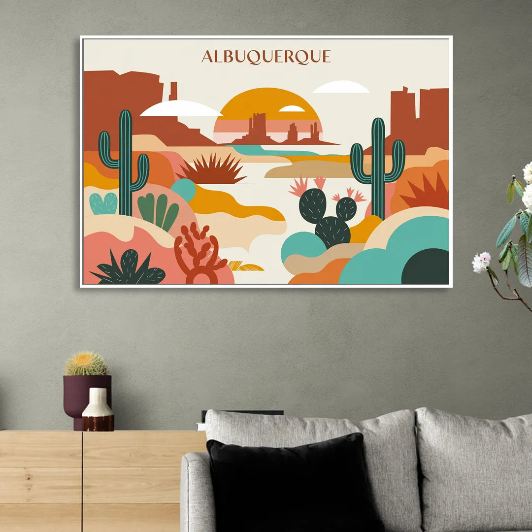 Albuquerque Southwest Colors Sitting Room - White Canvas Wall Art