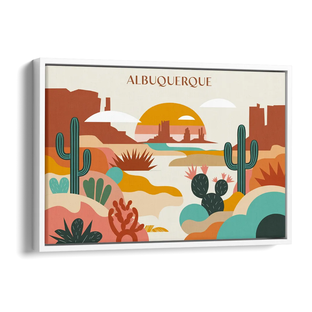 Albuquerque Southwest Colors Side - White Canvas Wall Art