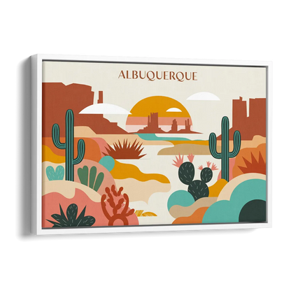 Albuquerque Southwest Colors Side - White Canvas Wall Art
