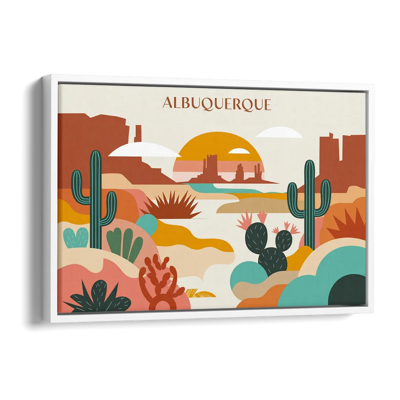 Albuquerque Southwest Colors Side - White Canvas Wall Art
