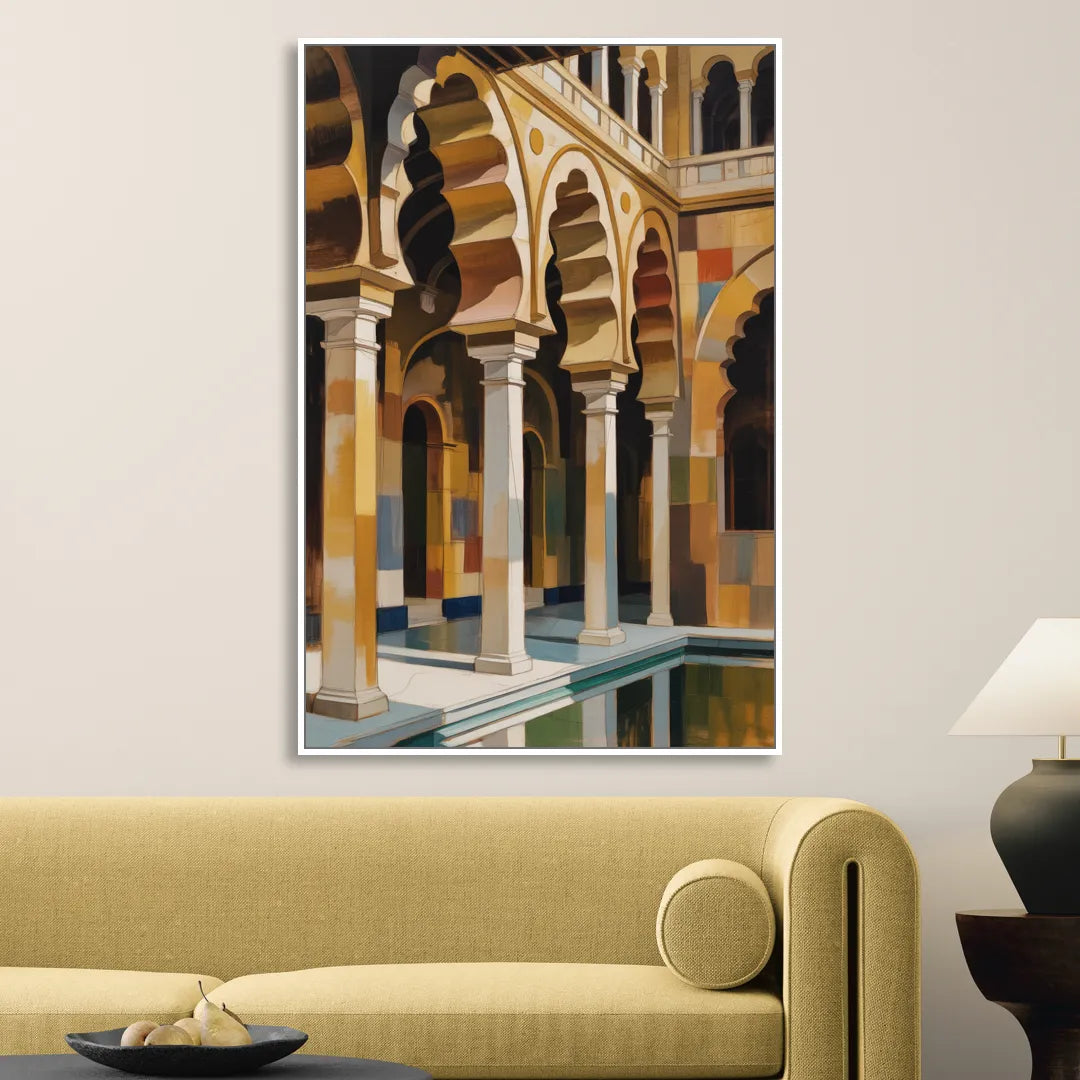 Alcazar Allure Living Room - White Canvas Wall Art