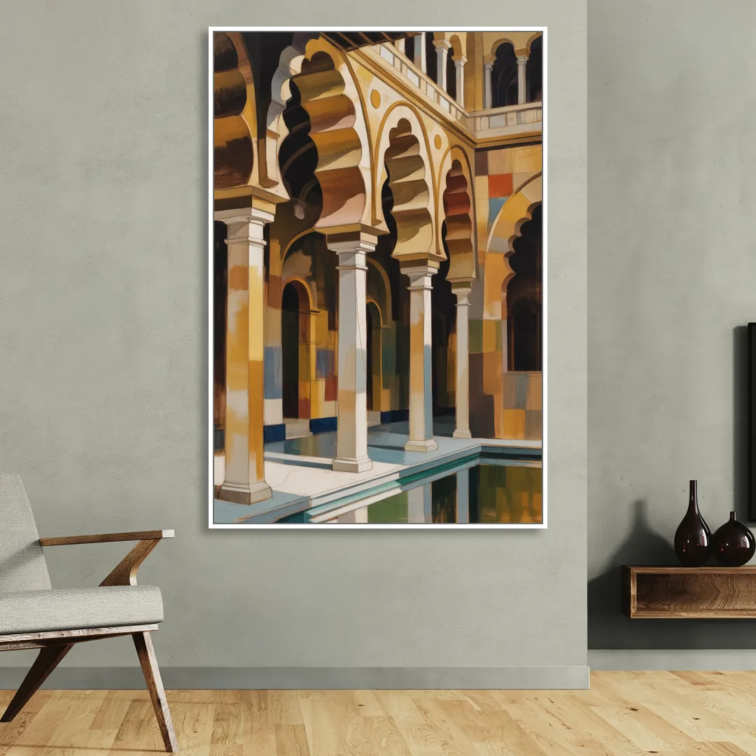 Alcazar Allure Sitting Room - White Canvas Wall Art