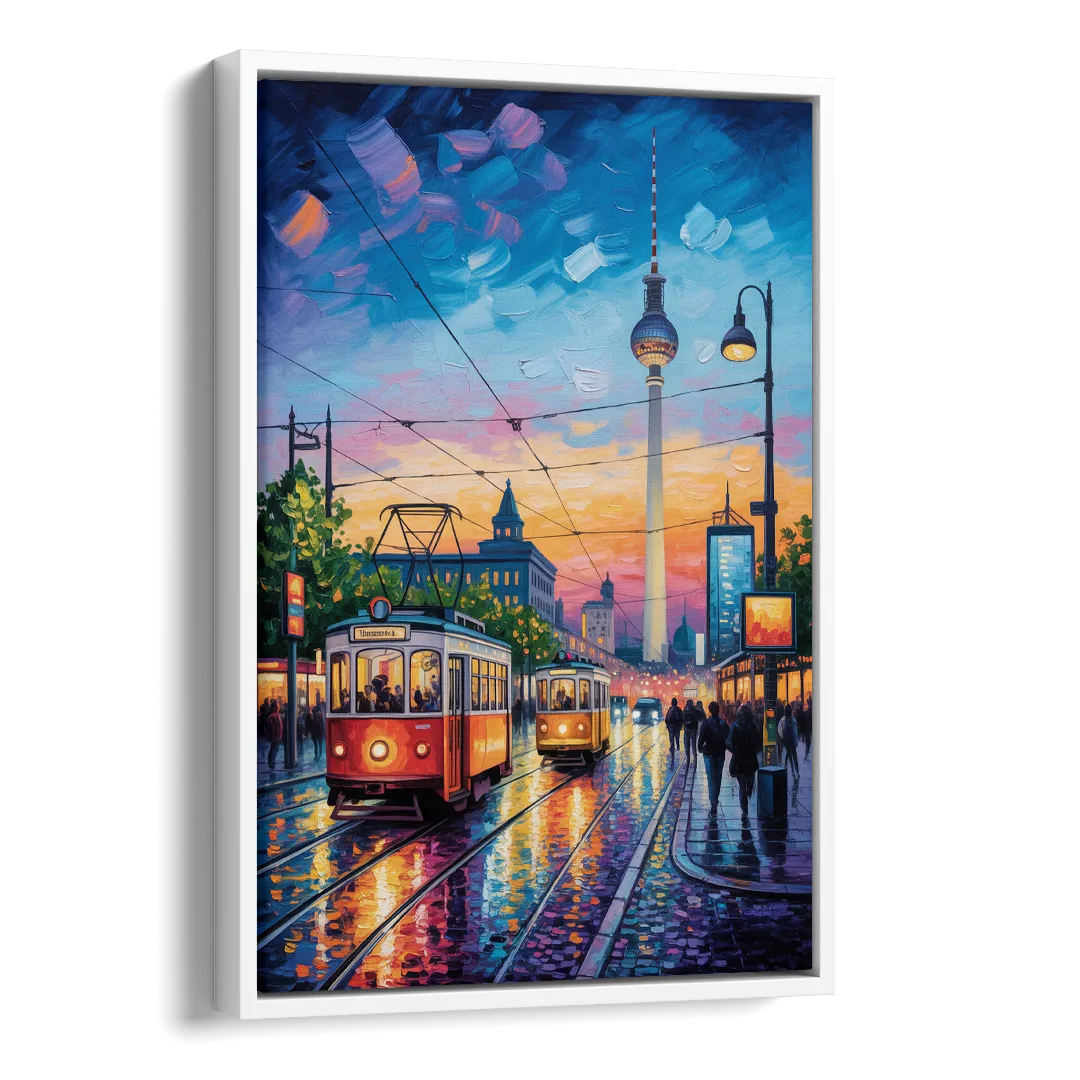 Alexanderplatz Vibes Side - White Canvas Wall Art