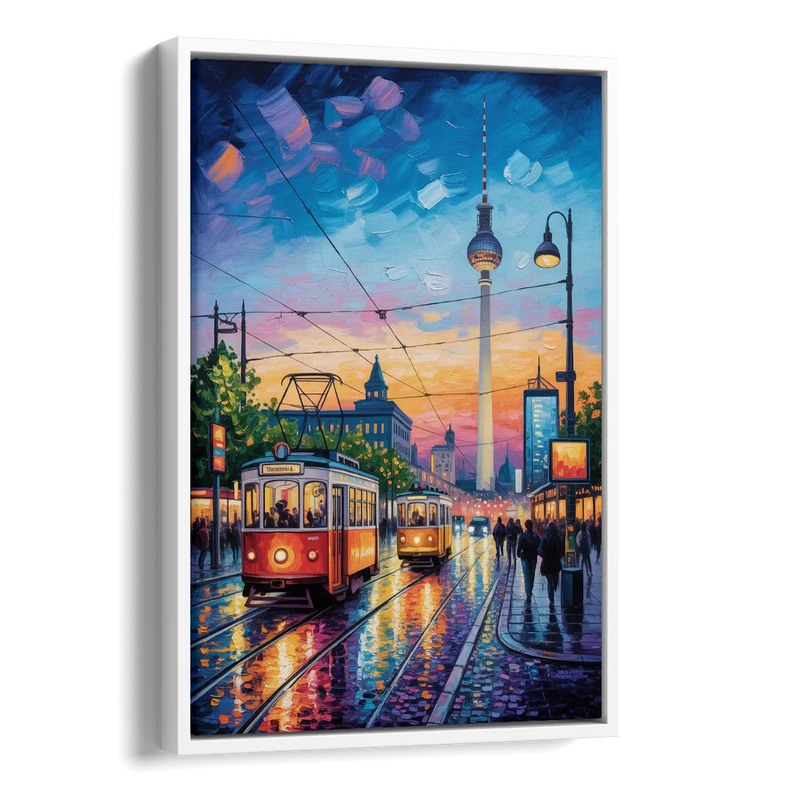 Alexanderplatz Vibes Side - White Canvas Wall Art