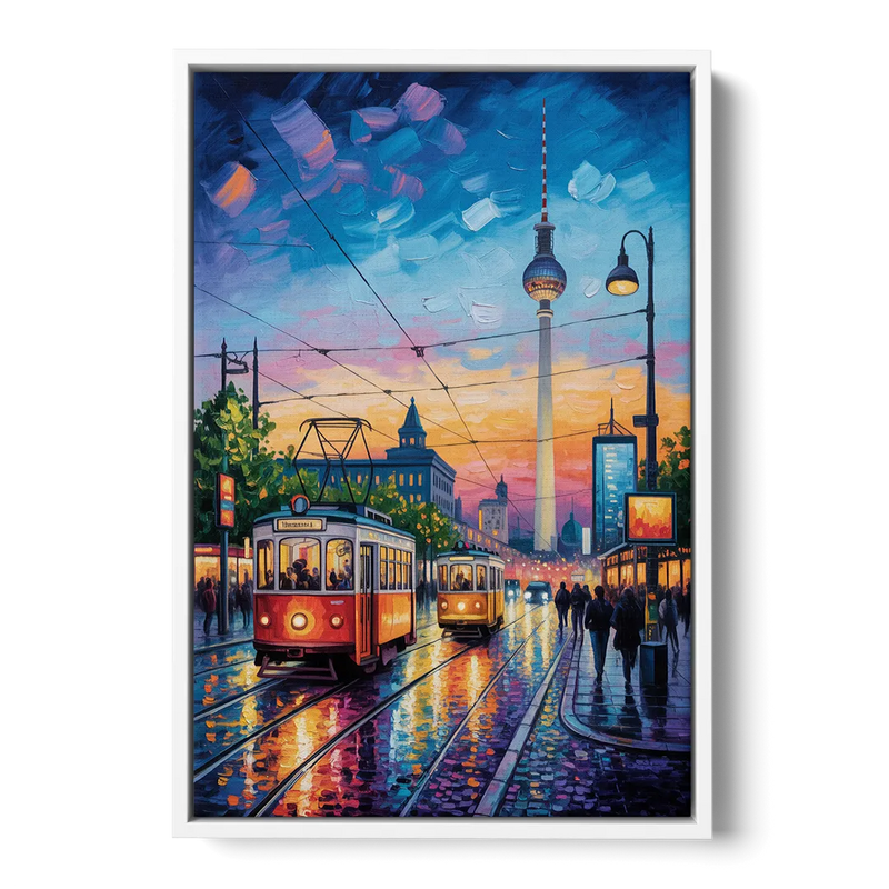 Alexanderplatz Vibes Front - White Canvas Wall Art