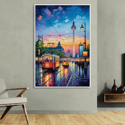 Alexanderplatz Vibes Living Room - White Canvas Wall Art