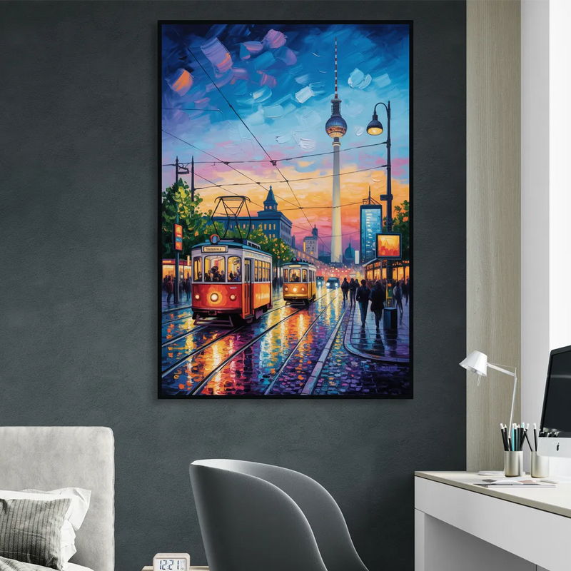Alexanderplatz Vibes Living Room - Black Canvas Wall Art