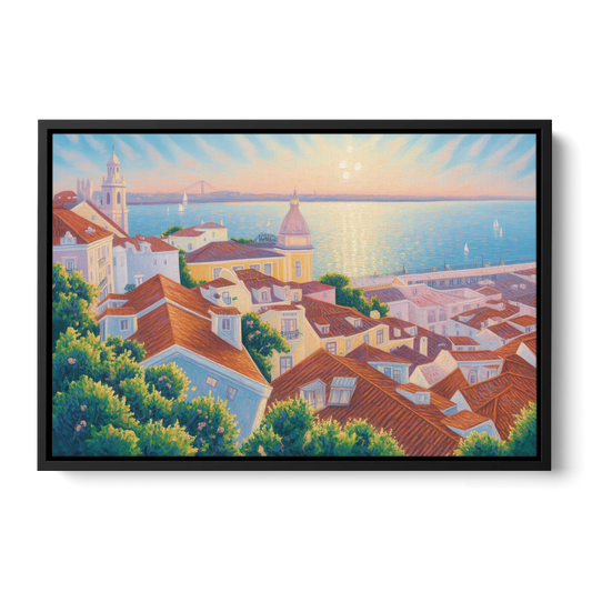 Alfama Charm - Black Framed Canvas Wall Art - Front