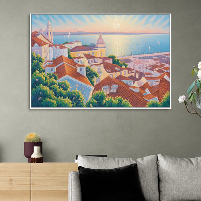 Alfama Charm Sitting Room - White Canvas Wall Art