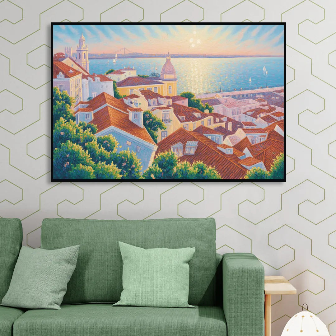 Alfama Charm Sitting Room - Black Canvas Wall Art