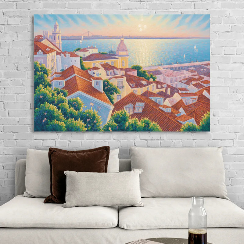 Alfama Charm Living Room - Canvas Wall Art