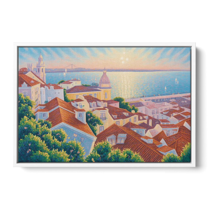 Alfama Charm Front - White Canvas Wall Art