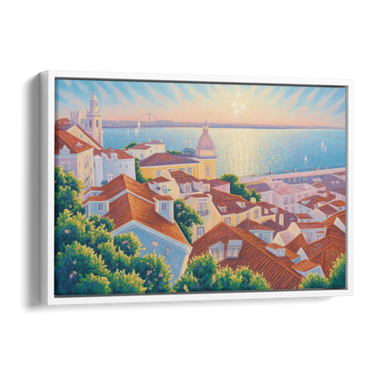 Alfama Charm Side - White Canvas Wall Art