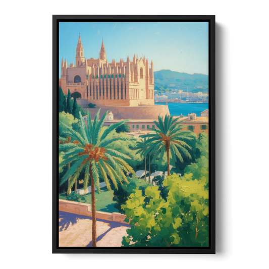 Almudaina Palace View - Black Framed Canvas Wall Art - Front