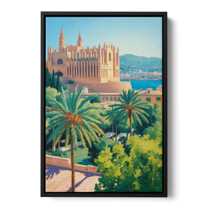 Almudaina Palace View Front - Black Canvas Wall Art