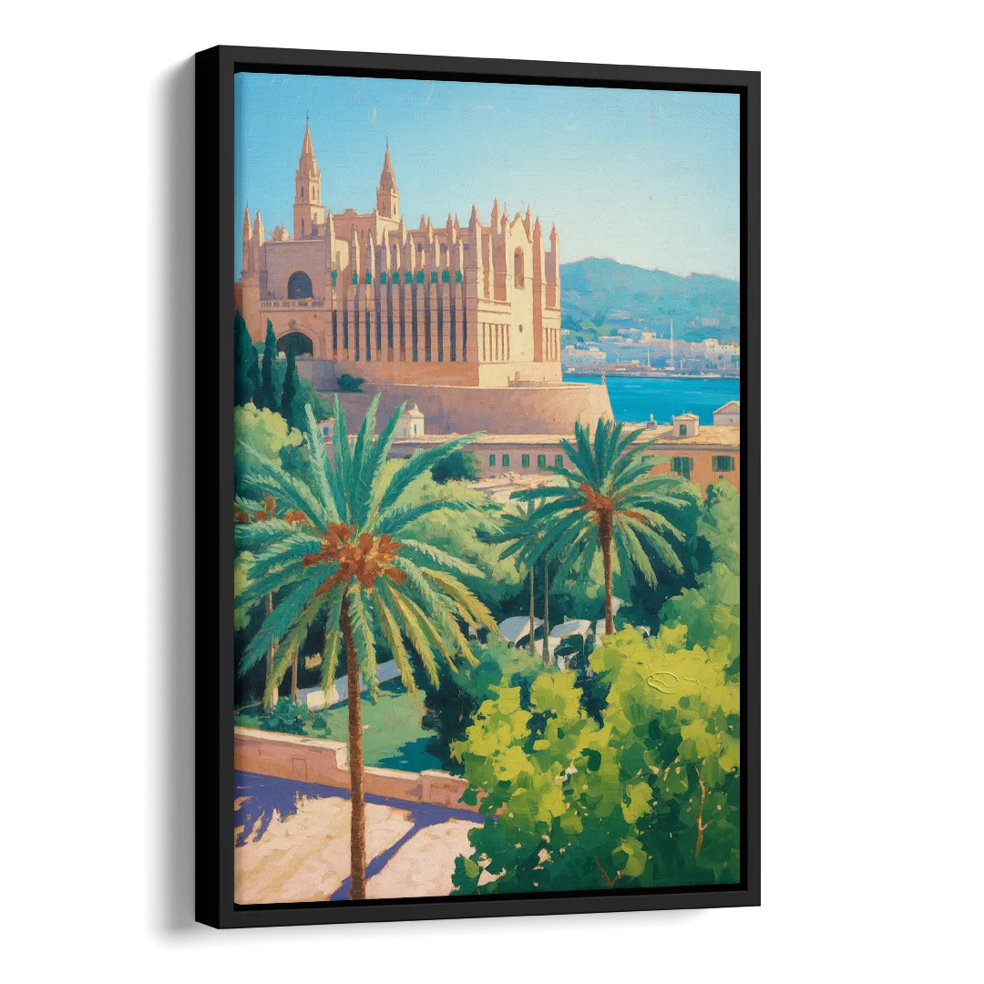 Almudaina Palace View Side - Black Canvas Wall Art