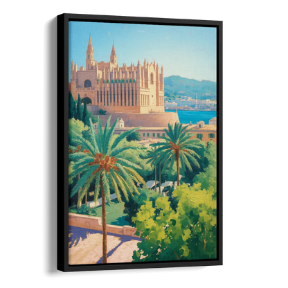 Almudaina Palace View Side - Black Canvas Wall Art