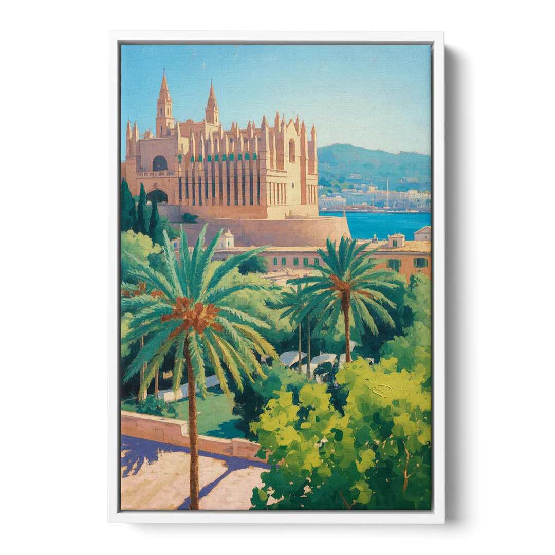 Almudaina Palace View Front - White Canvas Wall Art