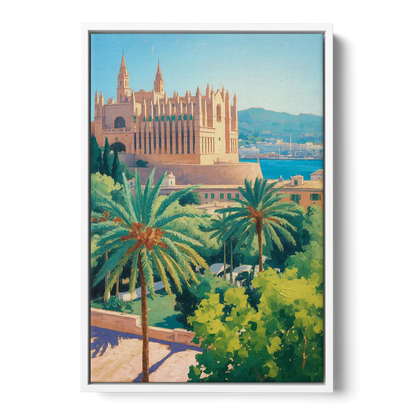 Almudaina Palace View Front - White Canvas Wall Art