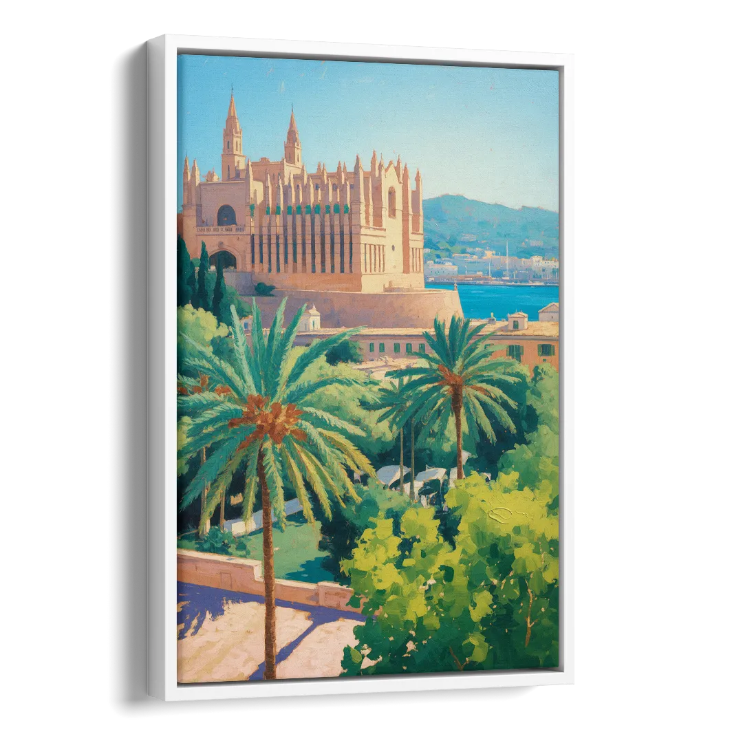 Almudaina Palace View Side - White Canvas Wall Art