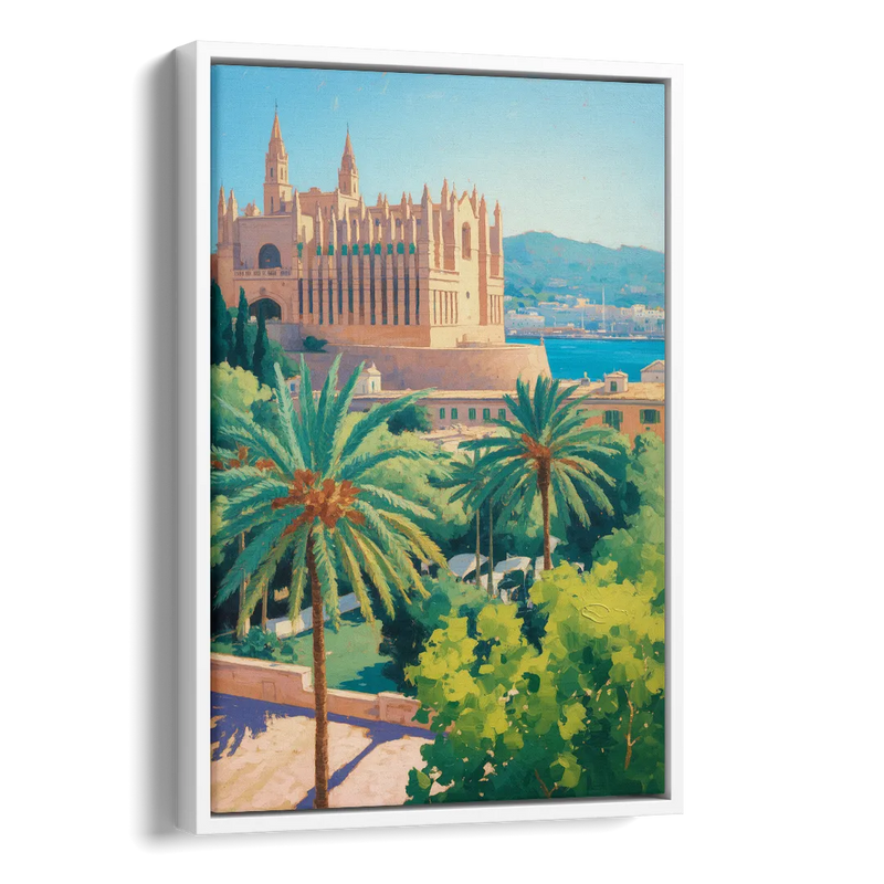 Almudaina Palace View Side - White Canvas Wall Art