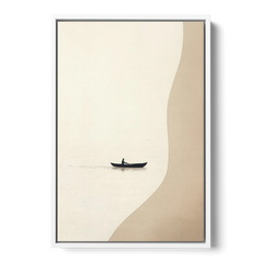 Alone with the Water - White Framed Canvas Wall Art - Front