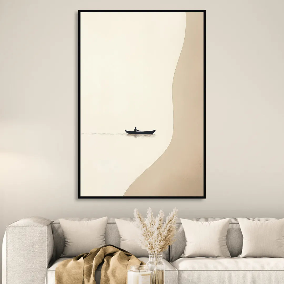 Alone with the Water Sitting Room - Black Canvas Wall Art