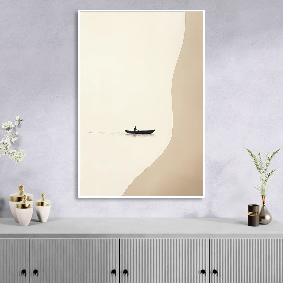 Alone with the Water Sitting Room - White Canvas Wall Art