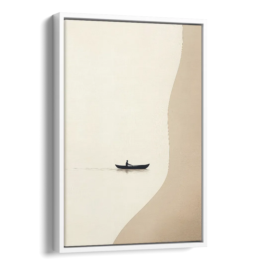 Alone with the Water Side - White Canvas Wall Art