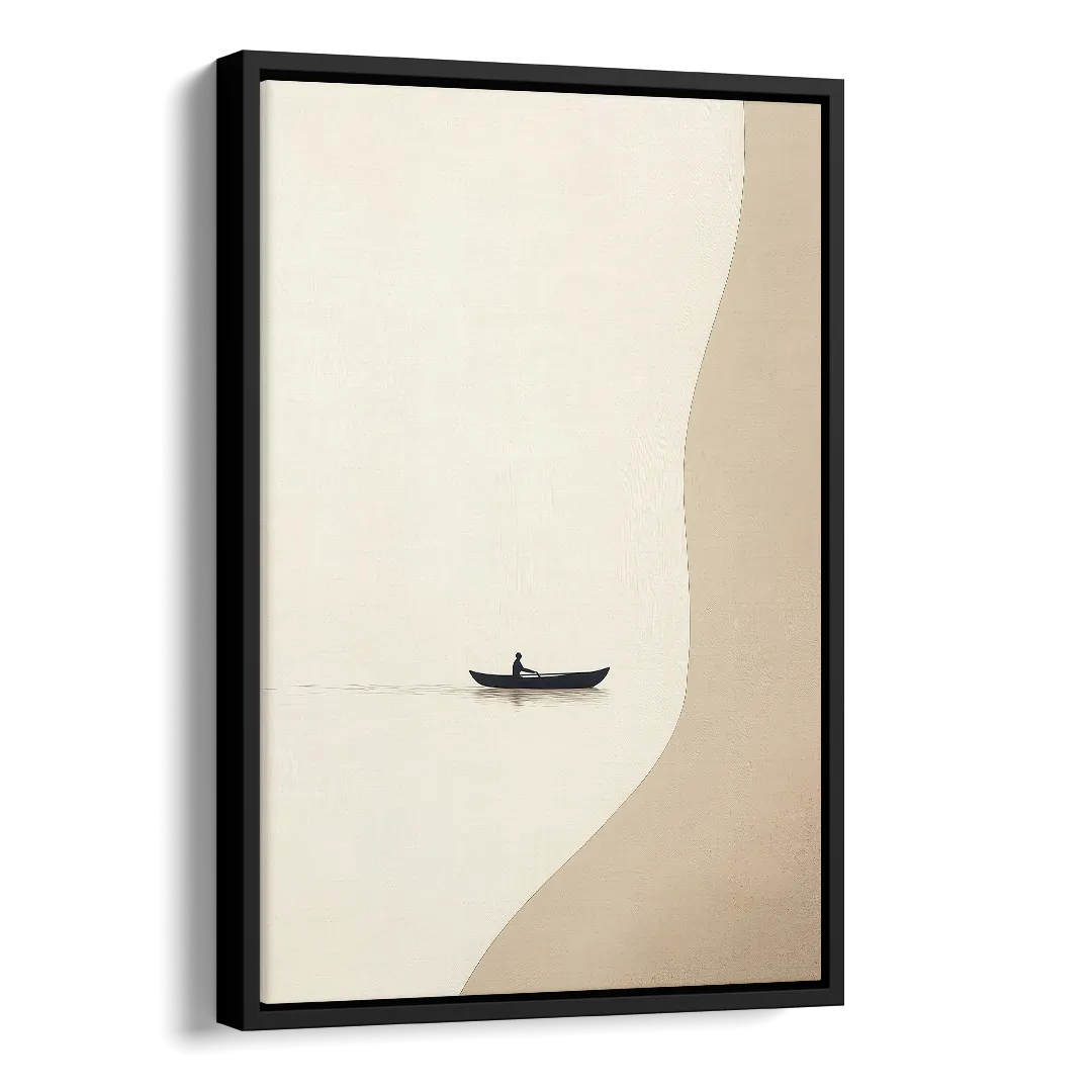 Alone with the Water Side - Black Canvas Wall Art