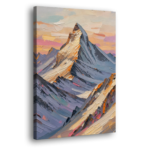 Alpenglow Peak at Winter Dusk - Canvas Wall Art - Side