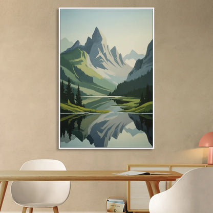 Alpine Adventure Living Room - White Canvas Wall Art