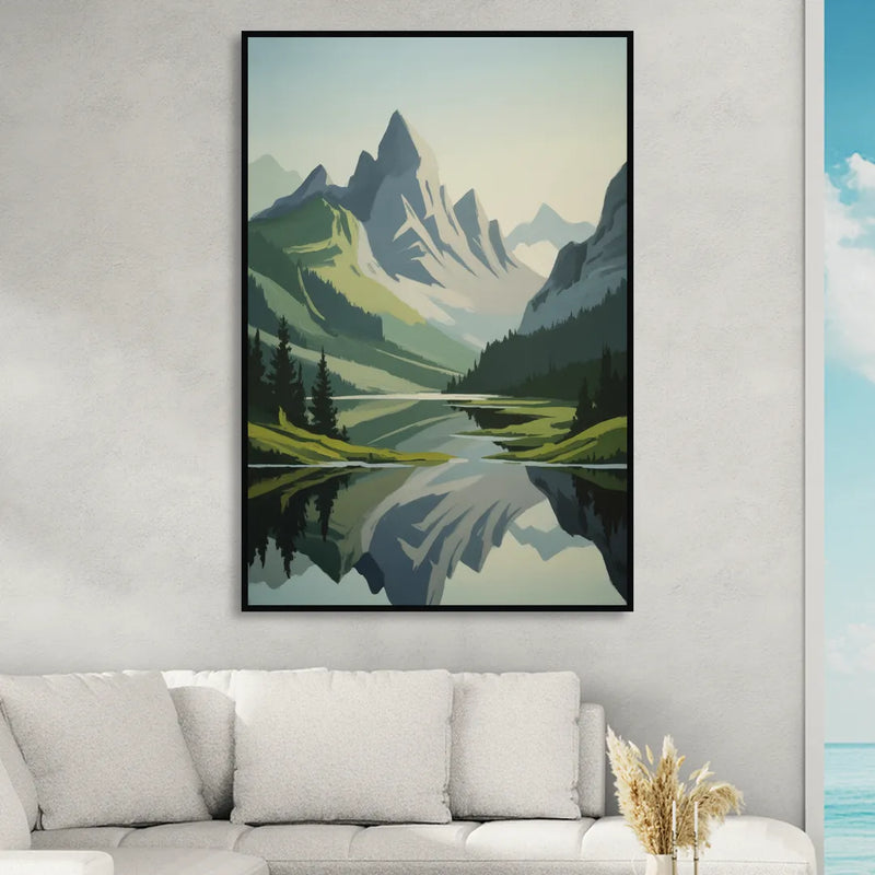 Alpine Adventure Living Room - Black Canvas Wall Art
