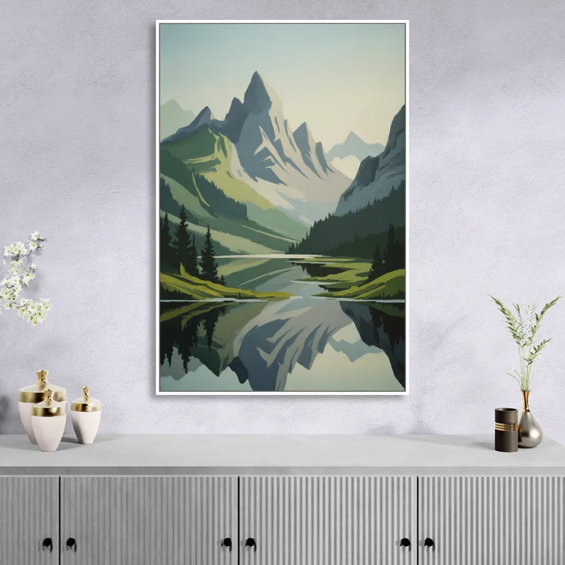 Alpine Adventure Sitting Room - White Canvas Wall Art