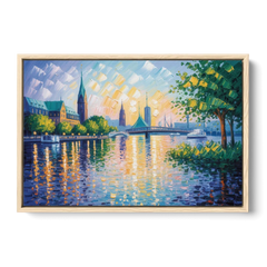Alster Serenity - Oak Framed Canvas Wall Art - Front