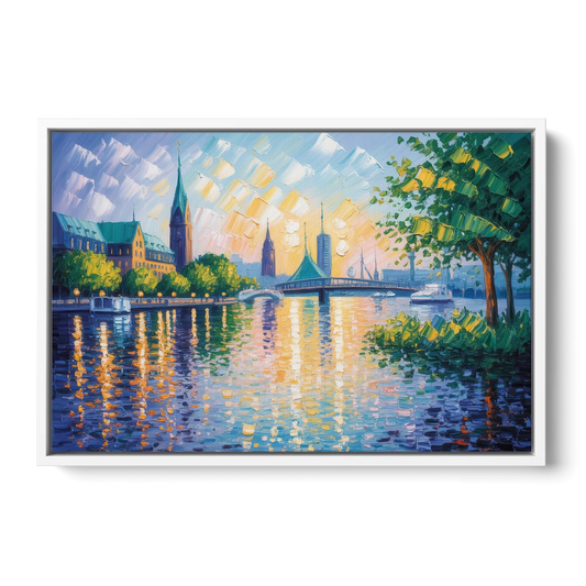 Alster Serenity - White Framed Canvas Wall Art - Front