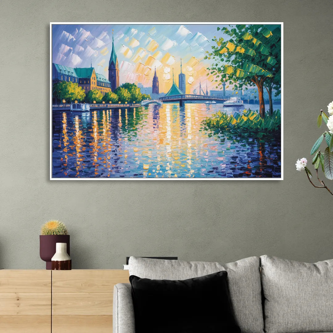 Alster Serenity Living Room - White Canvas Wall Art