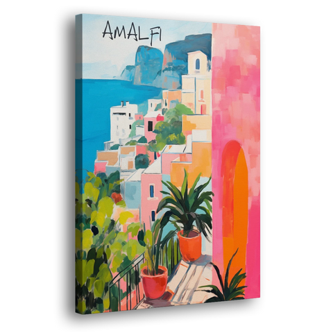 Amalfi Art with a Pink Arch - Canvas Wall Art - Side