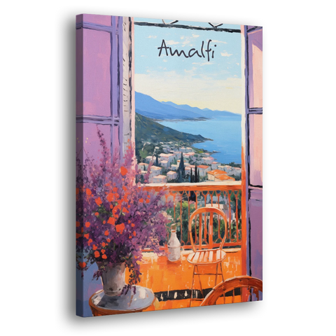 Amalfi Coast Art Through a Window - Canvas Wall Art - Side