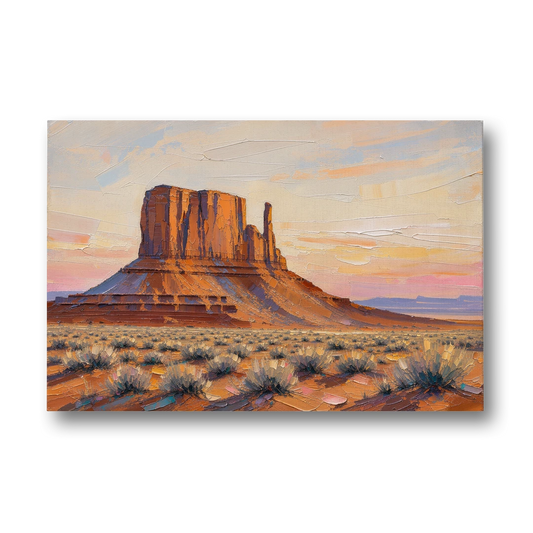 American Landscape Painting of a Desert Mesa - Canvas Wall Art - Front