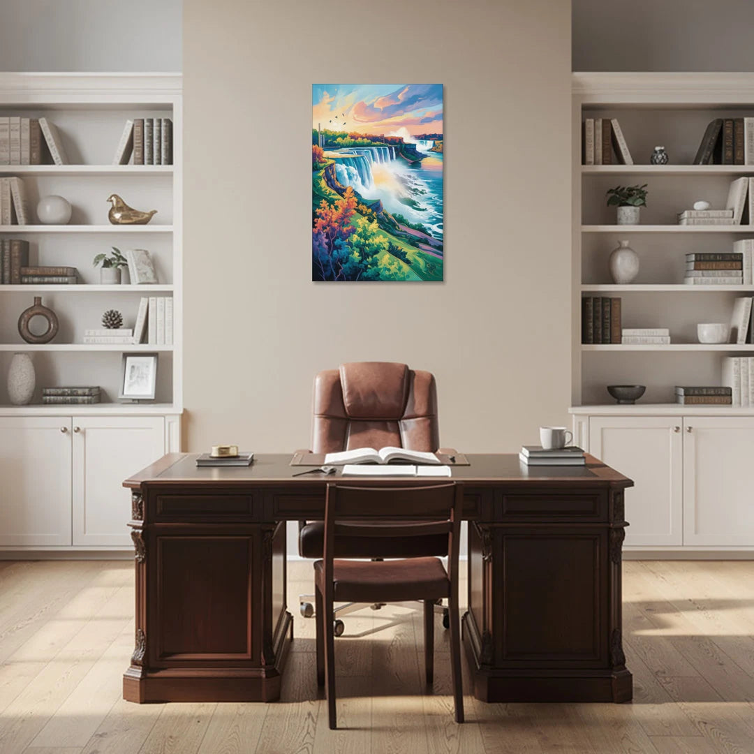 American and Canadian Falls View - Canvas Wall Art - Office - 24x36