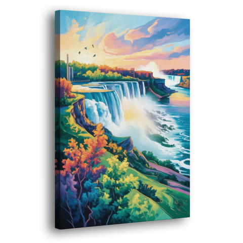 American and Canadian Falls View - Canvas Wall Art - Side