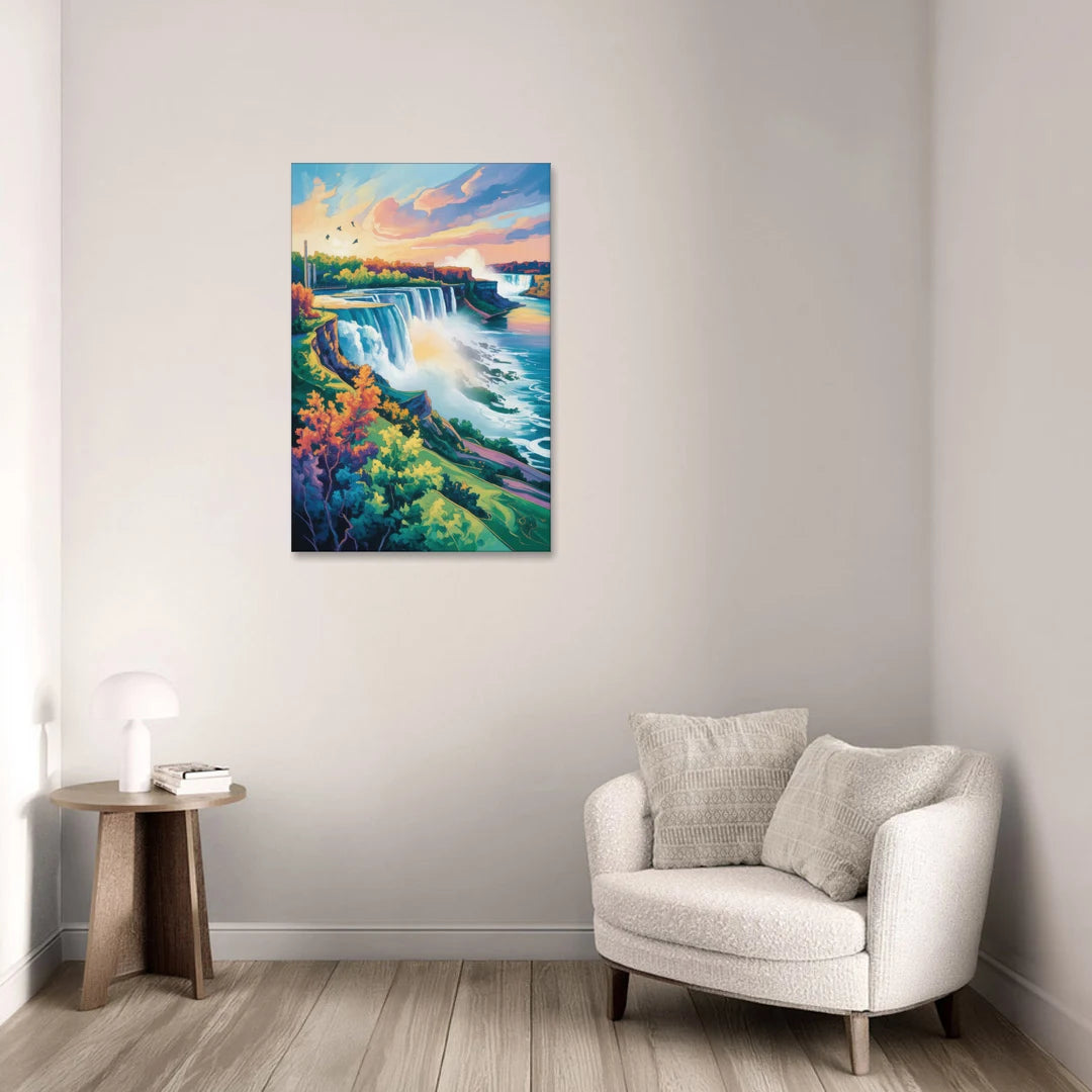 American and Canadian Falls View - Canvas Wall Art - Sofa - 24x36