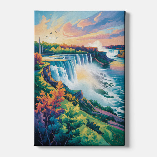 American and Canadian Falls View - Canvas Wall Art