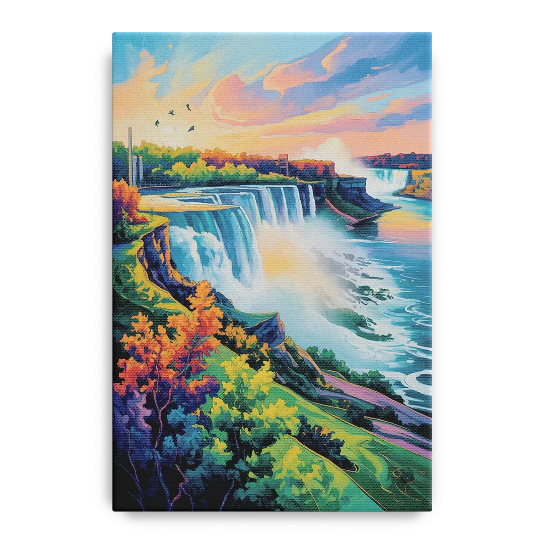 American and Canadian Falls View Front - Canvas Wall Art