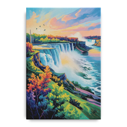 American and Canadian Falls View Front - Canvas Wall Art