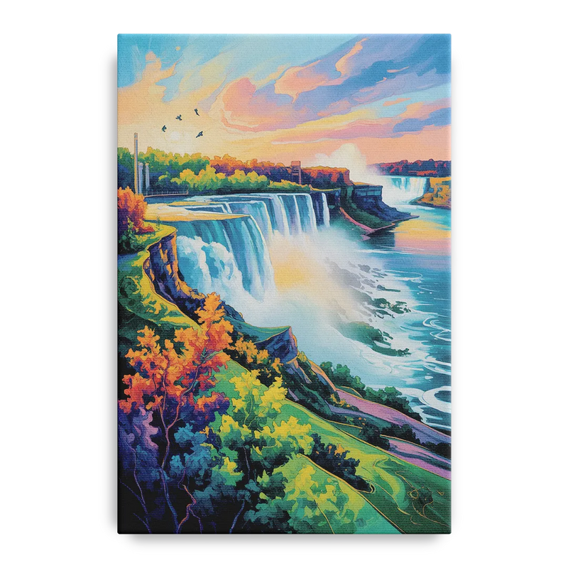 American and Canadian Falls View Front - Canvas Wall Art