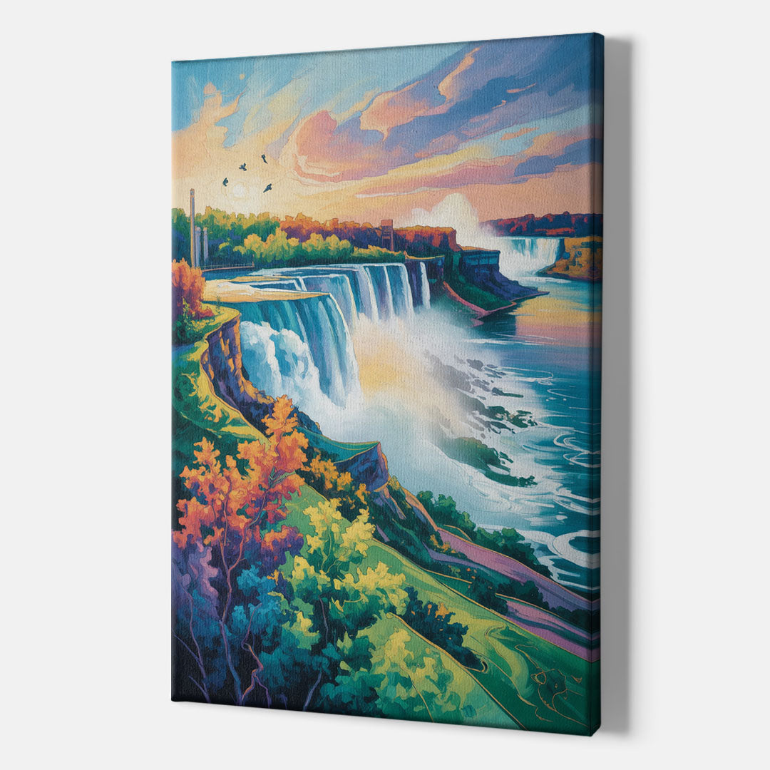American and Canadian Falls View - Canvas Print Art Sides