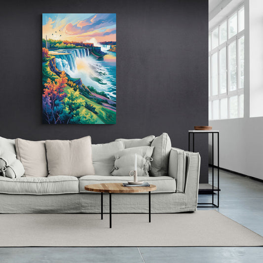 American and Canadian Falls View - Canvas Wall Art Living Room