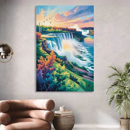 American and Canadian Falls View Sitting Room - Canvas Wall Art